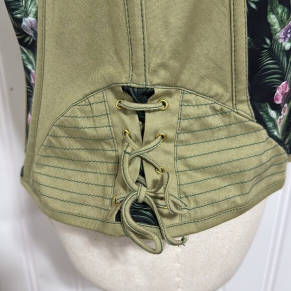 NWT Corset Story Tapestry Inspired Floral Green Zip Up Corset Top size 34” - Picture 7 of 11